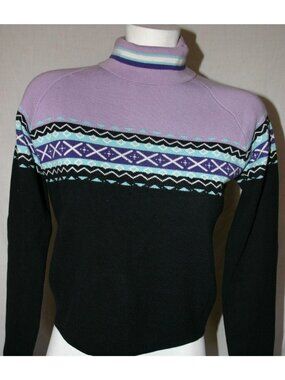 Best Authentic Women's Turtleneck Sweater Size L Long Sleeves Black Knit Designs